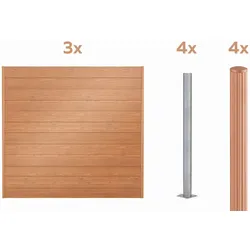 Alberts Sichtschutz Palitio Set, Holzdekor hell, Zaun zum Aufschrauben, Länge 6,00 m, Höhe 1,8 m