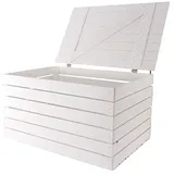 Neue Holztruhe weiß groß 80x50x39 cm Schatztruhe XXL Weisse Holzbank Aufbewahrungskiste Gartenmöbel Obstkiste Weinkiste mit Deckel Holzbox Sitzbank Vintage-Look Kiste Stuhl