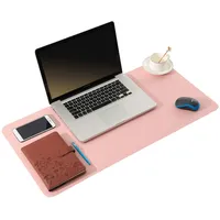 ARNTY Schreibtischunterlage Leder,Groß Laptop Tischunterlage Schreibtisch Unterlage,Ultradünnes Schreibtischmatte aus PU-Leder,Desk Mat für Büro-oder Heimbereich (Pink&Grau, 90 * 43cm)