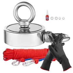 VEVOR 454kg Starke Magnetangel Set Doppelseitige Zugkraft Seil Karabiner Rot