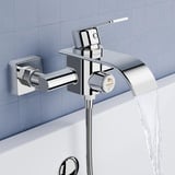 KULACO Badewannenarmatur Wasserfall, Wasserhahn Badewanne Wannenbatterie aus Messing, Duscharmatur Chrom Badewanne Armatur mit Druckschalter Mischbatterie Dusche Wannenarmatur für Badezimmer