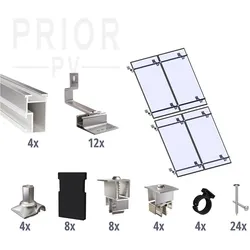 Prior PV Schrägdach-Montageset 2x2 Solarmodule