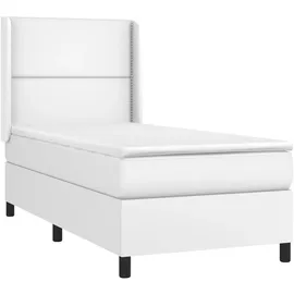 vidaXL Boxspringbett mit Matratze & LED Weiß 100x200 cm Kunstleder