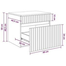 vidaXL Badezimmerschrank Schwarz 59 x 44,5 x 50 cm