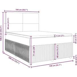 vidaXL Boxspringbett mit Matratze Hellgrau 140x200 cm Stoff