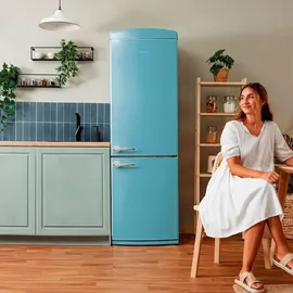 Cecotec Bolero CoolMarket Combi Origin 294+ Retro-Kühl-Gefrierkombination (294 l, 1902 mm hoch, Blau)