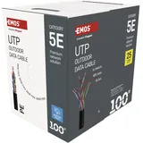EMOS UTP Netzwerkkabel CAT 5e, 100m, UTP - Gigabit LAN Kabel - ungeschirmtes Ethernet Kabel - für Aussenbereich