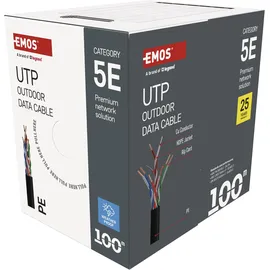 EMOS UTP Netzwerkkabel CAT 5e, 100m, UTP - Gigabit LAN Kabel - ungeschirmtes Ethernet Kabel - für Aussenbereich
