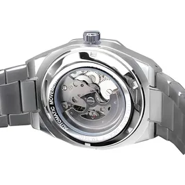 s&t design Herren Uhr Automatik Mechanische Skelett Edelstahl Wasserdicht Armbanduhr Silber