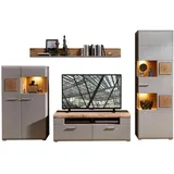 Innostyle Wohnwand Basalt/Eiche Altholz Grau/Braun - Braun