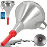 KOTARBAU KOTARBAU® Benzin Trichter Auto Metalltrichter ⌀ 17 cm mit Griff Gerade Einfülltrichter aus verzinktem Stahl Benzin Trichter mit Sieb Benzintrichter Öltrichter Kfz Metalltrichter mit Kunststoffspitze