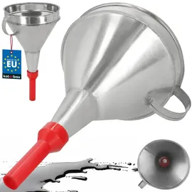 KOTARBAU KOTARBAU® Benzin Trichter Auto Metalltrichter ⌀ 17 cm mit Griff Gerade Einfülltrichter aus verzinktem Stahl Benzin Trichter mit Sieb Benzintrichter Öltrichter Kfz Metalltrichter mit Kunststoffspitze