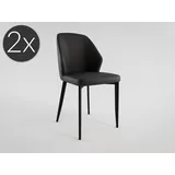 Magnolia Home Esszimmerstuhl 2er Set Esszimmerstuhl Design Küchenstuhl Jona Kunstleder schwarz Meta