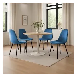 CLP 4er Set Esszimmerstühle Napier blau/Samt