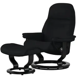 Stressless Relaxsessel mit Hocker Leder Sunrise M , schwarz , Maße (cm): B: 79 H: 103 T: 73.0