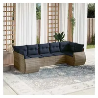 vidaXL Gartensofa-Set 7-tlg. grau Polyrattan