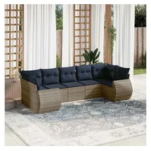 vidaXL Gartensofa-Set 7-tlg. grau Polyrattan