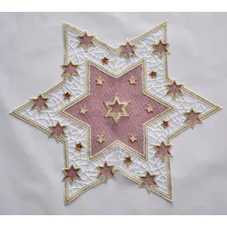 Tischdecke STICKEREIEN PLAUEN "Goldtanne" Gr. 1, rot, Ø:27cm, Polyester, Tischdecken, Einzelstern