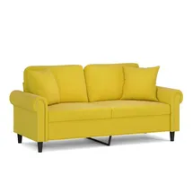 vidaXL 2-Sitzer-Sofa mit Zierkissen Gelb 140 cm Samt