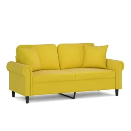 vidaXL 2-Sitzer-Sofa mit Zierkissen Gelb 140 cm Samt