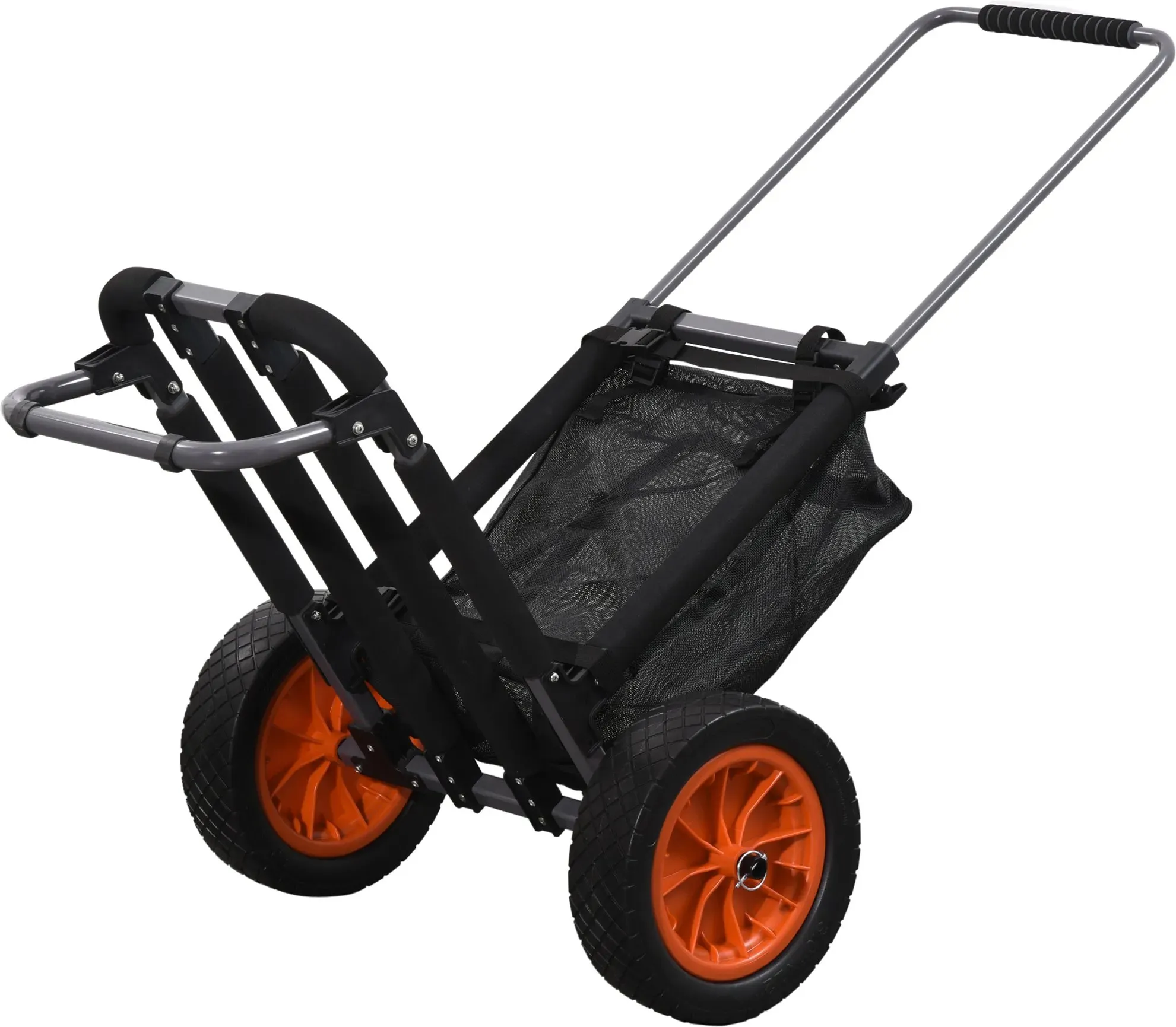 SPORTNOW Strandwagen Pieghevole aus Aluminium und PU mit Netzgehäuse, Teleskopgriff und Ständer, 82x67x81 cm, Mehrfarbig   Aosom