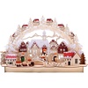 LED Lichterbogen Schwibbogen Winterlandschaft mit Altstadt 14 LEDs, Netz- oder Batterie, Holz 43,5 x 27 cm