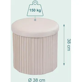 Relaxdays Hocker Samt 38 x 38 x 38 cm Creme