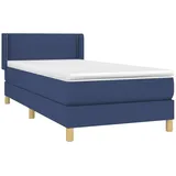 vidaXL Boxspringbett mit Matratze Blau 90x200 cm Stoff