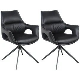 Home Affaire Drehstuhl Sienna Leder schwarz 2er Set