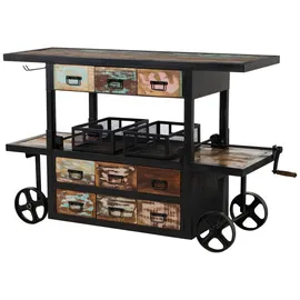 Massivmoebel24 Bar Altholz 168 x 56 x 85 cm Mehrfarbig