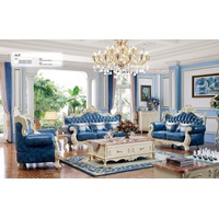 JVmoebel Chesterfield-Sofa, 3+2+1 Sitzer Garnitur Sofa Couch blau