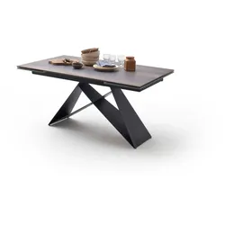 Esstisch MCA FURNITURE "Kobe", braun (holzoptik barrique, schwarz matt lackiert, holzoptik barrique), B:160cm H:75cm T:90cm, Keramik-Sicherheitsglas-Metall Gestell, Tische, Esstisch Glas-Keramik mit Stirnauszug