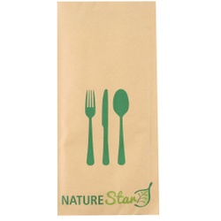 NATURESTAR Picknick Besteck Quad, wachsbeschichtet, 4-teilig, Besteckset mit Gabel, Messer, Löffel und 2-lagiger Serviette, 1 Karton = 500 Sets