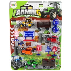 LEAN Toys Spielzeug-Traktor Landwirtschaftsset Landmaschinen Traktoren Zubehör Anhänger Spielzeug bunt