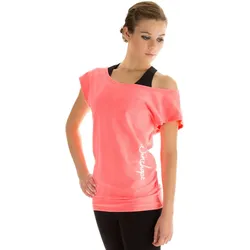 Oversize-Shirt WINSHAPE "WTR12", Damen, Gr. M, rot (neon coral), 48% Baumwolle, 48% Polyester, 4% Elasthan, U-Boot-Ausschnitt, Kurzarm, Shirts, Dance-Style