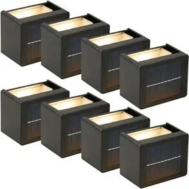 ideoon lights Set LED Solar Wandleuchte Kunststoff 9,0 cm 8er Set Warmweiss/Kaltweiss
