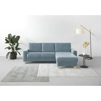 Ecksofa HOME AFFAIRE "Summer L-Form", blau (blau, grau), B:249cm H:91cm T:164cm, 100% Polyester, Sofas, mit Recamiere, mit oder ohne Bettfunktion und Bettkasten, Cord-Bezug