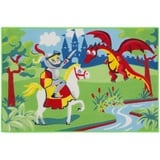 Teppich Kinderteppich Ritter Drache Spielteppich 80x120 cm grün blau