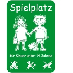 Schild Spielplatz für Kinder unter 14 Jahren, Alu, 400x600 mm