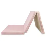 JEFlex - pink/beige klappbare Weichbodenmatte & Turnmatte 210 x 100 x 8 cm MADE IN GERMANY/faltbare Gymnastikmatte/platzsparende Fitnessmatte & faltbare Yogamatte/dicke Sportmatte für Kinderzimmer