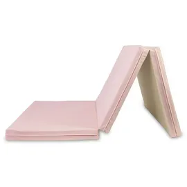 JEFlex - pink/beige klappbare Weichbodenmatte & Turnmatte 210 x 100 x 8 cm MADE IN GERMANY/faltbare Gymnastikmatte/platzsparende Fitnessmatte & faltbare Yogamatte/dicke Sportmatte für Kinderzimmer