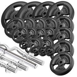 Hantelstangen gummierte Tri-Grip Hantelscheiben Set 172 kg - Marbo Sport