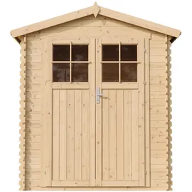 TIMBELA Gartenhaus M367F+M367G 1,96 x 1,36 m Beige Braun