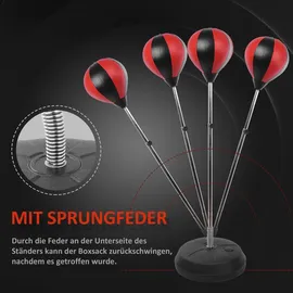 Homcom Punchingball Set Standbox Training Set, 125/131/138/145cm höhenverstellbar 125-145cm Handschuhe Pumpe Profi & Anfänger