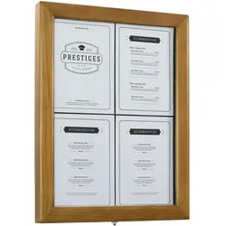 Securit® LED Informations-Display "Classic" aus Hartholz mit Glasfenster, für 4xA4 Seiten, inkl. weißer LED Beleuchtung,