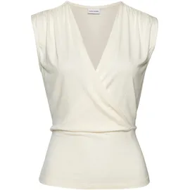 LASCANA Shirttop LASCANA, Damen, Gr. 36/38, gelb (vanille), Jersey, Obermaterial: 95% Viskose, 5% Elasthan, unifarben, figurbetont hüftlang, tiefer V-Ausschnitt, Tops Shirttop, mit dezenten Raffungen an der Schulter, elastisches Damentop, Topseller