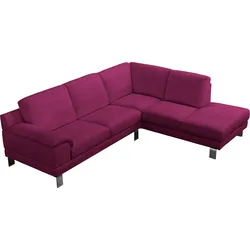 Ecksofa EGOITALIANO "Shakira, Design und Sitzkomfort auf hohem Niveau, tolle Details", pink (fuchsia), B:240cm H:84cm T:212cm, Sofas, mit Ottomane, L-Form, elegante Metallfüße