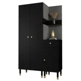 ABIKS MÖBEL Kompaktgarderobe PALERMO Set 6 Garderobe mit gepolsterten Paneelen, Industriell Design schwarz