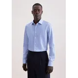 Seidensticker Businesshemd "Schwarze Rose", Herren, Gr. M (39), normale Ärmellängen, mittelblau, 100% Baumwolle, gestreift, skinny fit, 2-Knopf-Manschette, Hemden, X-Slim 1/1 Kentkragen Gestreift