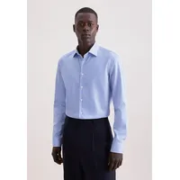 Seidensticker Businesshemd "Schwarze Rose", Herren, Gr. M (39), normale Ärmellängen, mittelblau, 100% Baumwolle, gestreift, skinny fit, 2-Knopf-Manschette, Hemden, X-Slim 1/1 Kentkragen Gestreift